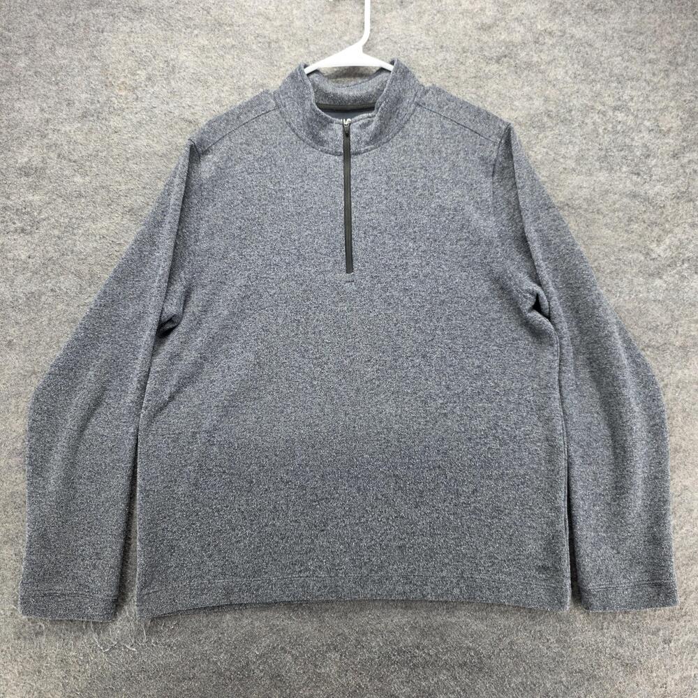 Rhone Sweater Mens L Gray Mock Neck 1/4 Zip Pullover Polyester Tight-Knit